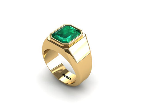 George's 22k Yellow Gold Custom Pinky emerald Ring For Men