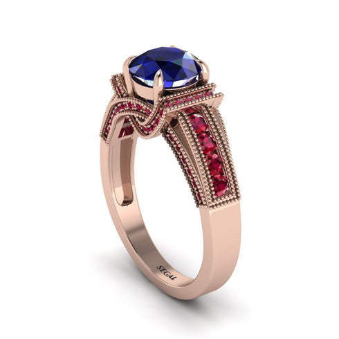 Sapphire Eternal Embrace Milgrain Engagement Ring - Fernanda No. 59