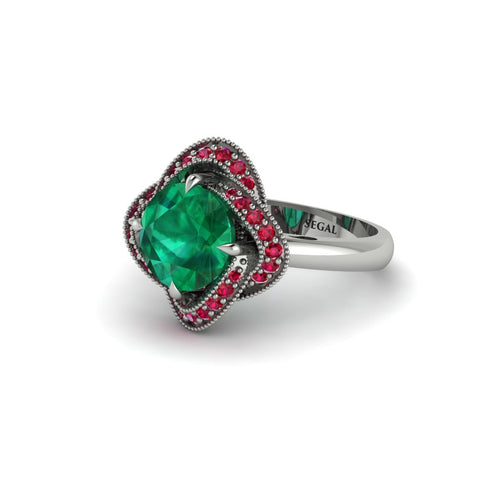 Emerald Floral Infinity Engagement Ring - Brinley No. 51