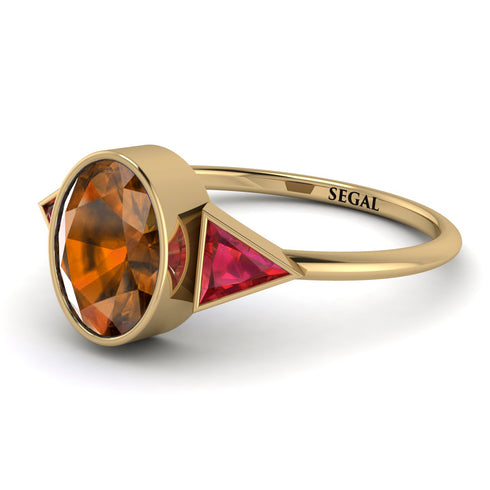 Geometrical Bezel Brown Diamond Ring - Trinity No. 1110