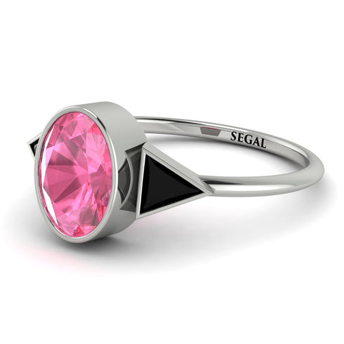 Geometrical Bezel Pink Moissanite Ring - Trinity No. 809