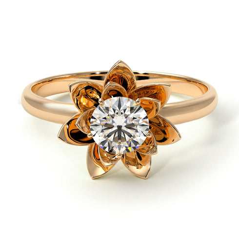 Lotus Flower Solitaire Diamond Ring - Lotus no. 1