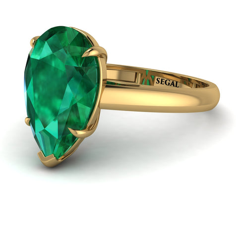 Pear Cut Emerald Solitaire Engagement Ring - Elle No. 4