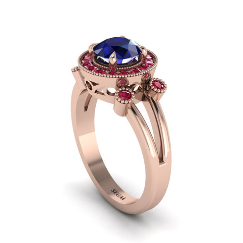 Radiant Sapphire Halo Gold Engagement Ring - Madilyn No. 59