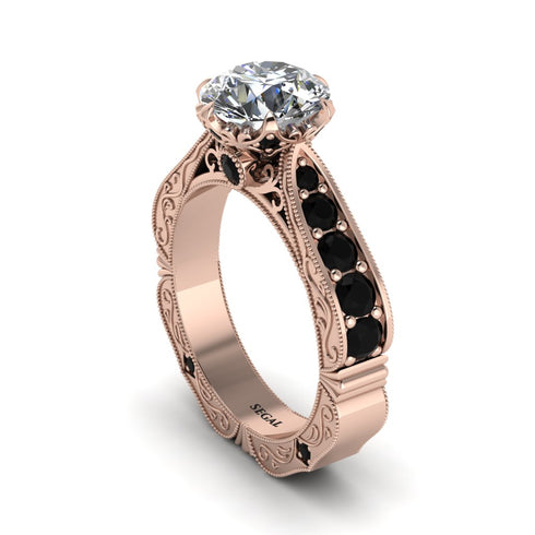 Diamond Victorian Scroll Engagement Ring - Kehlani No. 32