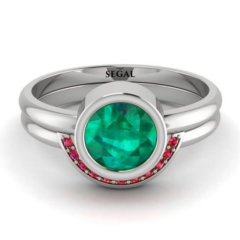 Bezel Emerald Bridal Set - Emerson No. 51