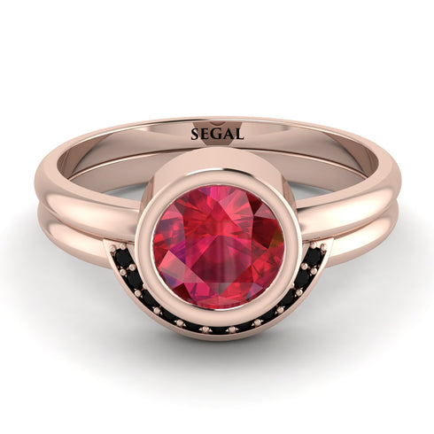 Bezel Ruby Bridal Set - Emerson No. 41