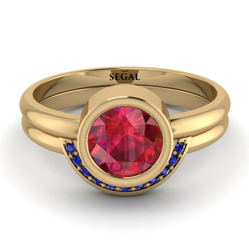 Bezel Ruby Bridal Set - Emerson No. 70