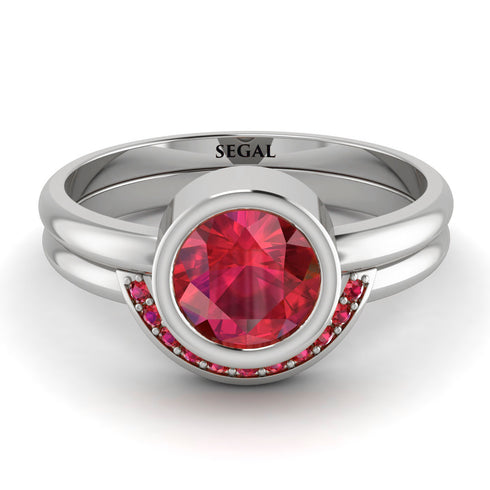 Bezel Ruby Bridal Set - Emerson No. 57