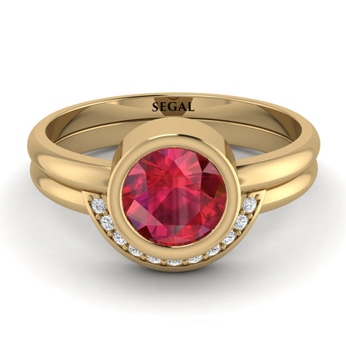 Bezel Ruby Bridal Set - Emerson No. 10