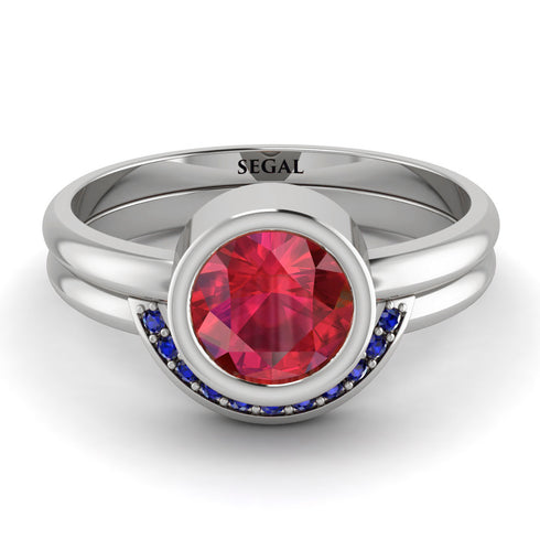 Bezel Ruby Bridal Set - Emerson No. 72