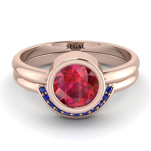 Bezel Ruby Bridal Set - Emerson No. 71