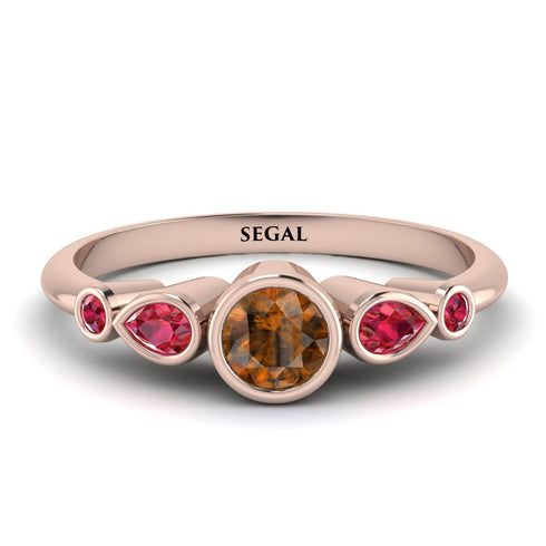 Bezel Symmetrical Brown Diamond Ring - Ivy No. 1111