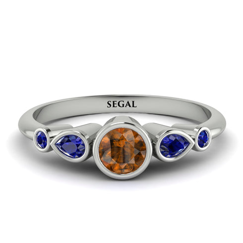 Bezel Symmetrical Brown Diamond Ring - Ivy No. 1115