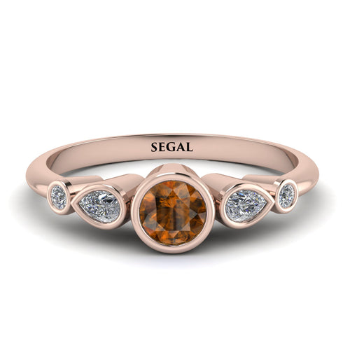 Bezel Symmetrical Brown Diamond Ring - Ivy No. 1102