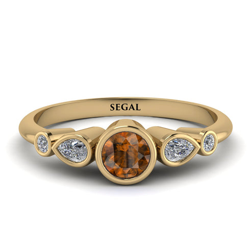 Bezel Symmetrical Brown Diamond Ring - Ivy No. 1101