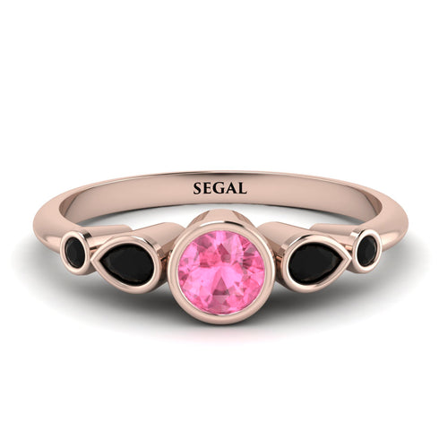 Bezel Symmetrical Pink Moissanite Ring - Ivy No. 808