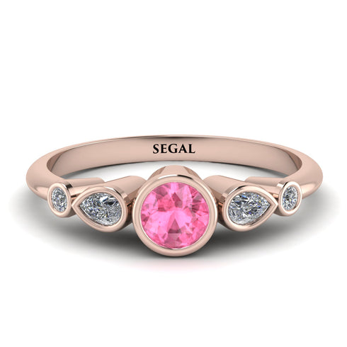 Bezel Symmetrical Pink Moissanite Ring - Ivy No. 802