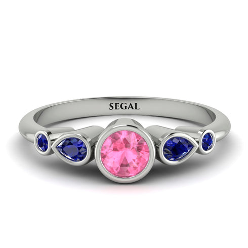 Bezel Symmetrical Pink Moissanite Ring - Ivy No. 815