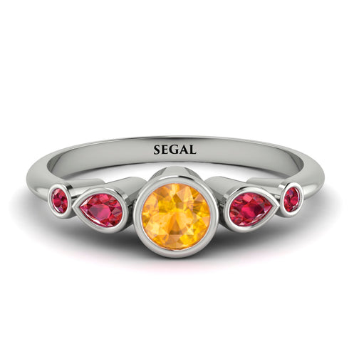 Bezel Symmetrical Yellow Diamond Ring - Ivy No. 1012