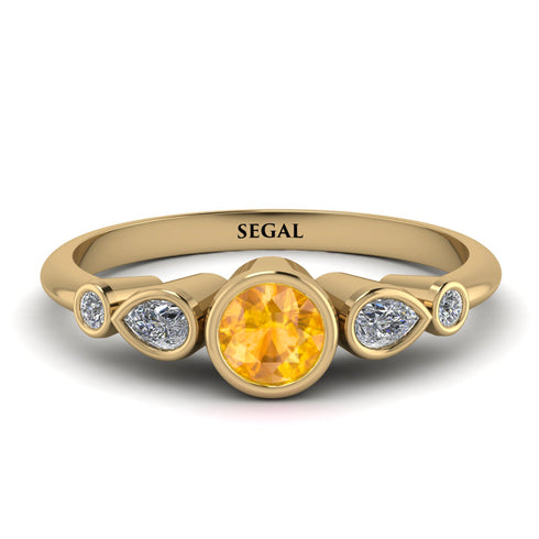 Bezel Symmetrical Yellow Diamond Ring - Ivy No. 1001