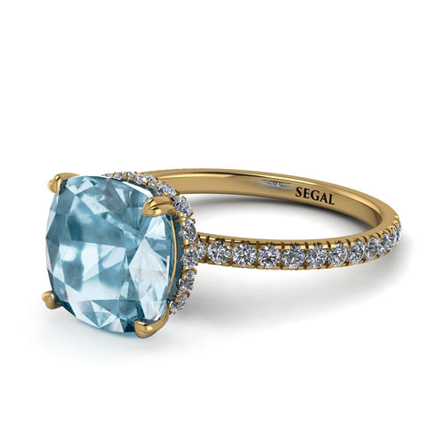 Cushion Hidden Aquamarine Ring - Nova No. 401