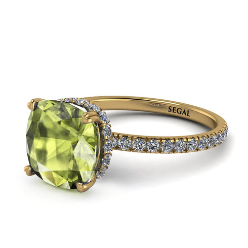 Cushion Hidden Peridot Ring - Nova No. 701