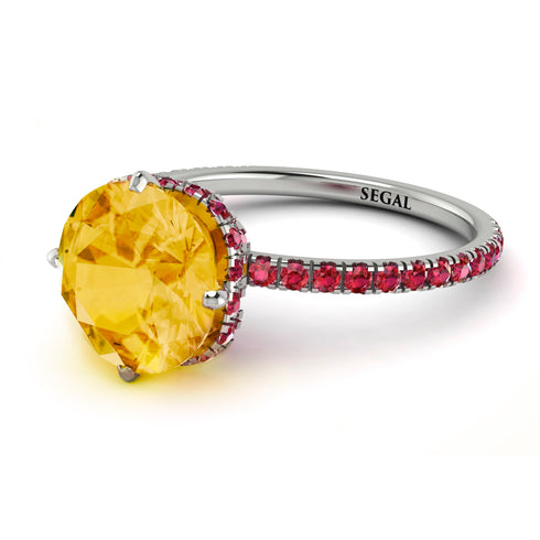 Double Hidden Halo Citrine Engagement Ring - Angelina No. 612