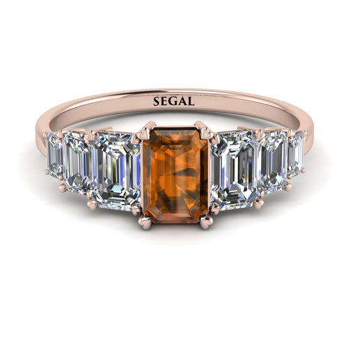 Emerald Cut Brown Diamond Geometrical Ring - Briella No. 1102