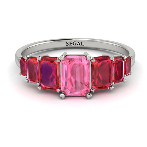 Emerald Cut Pink Moissanite Geometrical Ring - Briella No. 812