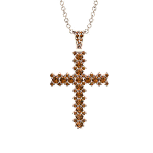 Glamorous Brown Diamond Cross Pendant - Raymond No. 1102