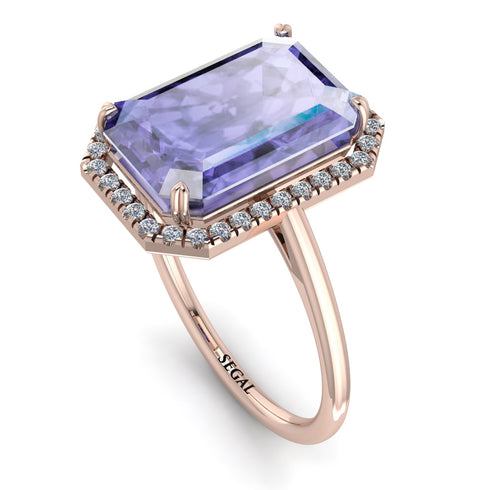 Halo Emerald Cut Tanzanite Engagement Ring - Izabella No. 202