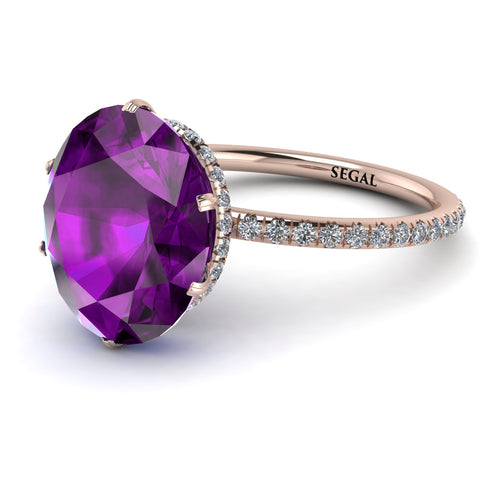 Hidden Halo Oval Amethyst Engagement Ring - Gemma No. 302