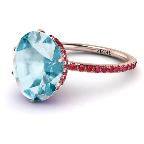 Hidden Halo Oval Aquamarine Engagement Ring - Gemma No. 411