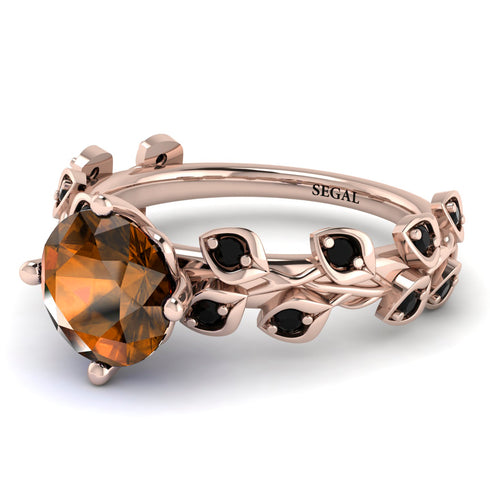 Leaves All Around Rose Gold Brown Diamond Ring - Sydney 2ct No. 1108