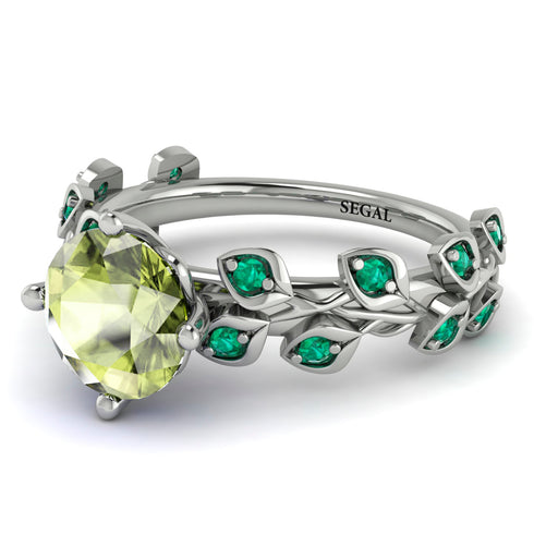 Leaves All Around White Gold Peridot Ring - Sydney 2ct No. 706