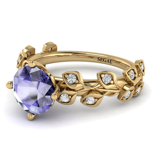 Leaves All Around Yellow Gold Tanzanite Ring - Sydney 2ct No. 201