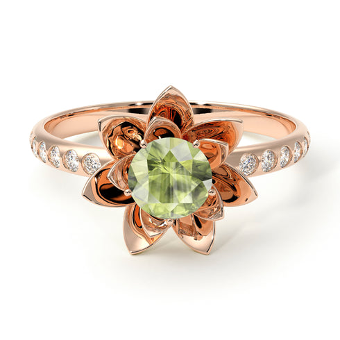 Lotus Flower Peridot ring - Lotus no. 702