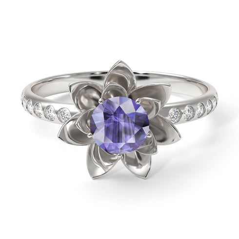 Lotus Flower Tanzanite ring - Lotus no. 203