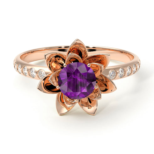 Lotus Flower Amethyst ring - Lotus no. 302