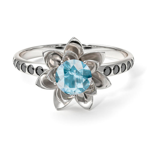 Lotus Flower Aquamarine ring - Lotus no. 406