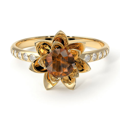 Lotus Flower Brown Diamond ring - Lotus no. 1101