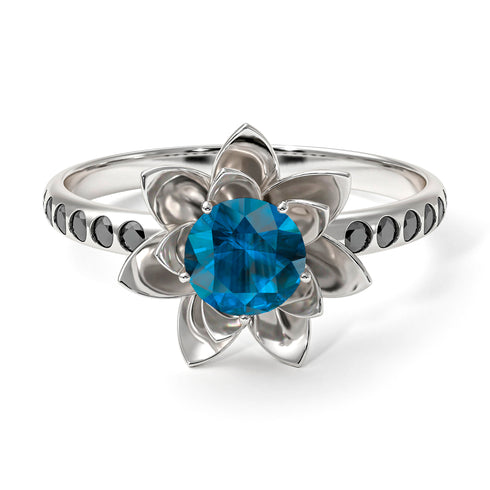 Lotus Flower Blue Topaz ring - Lotus no. 506