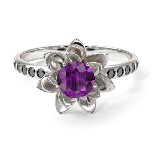 Lotus Flower Amethyst ring - Lotus no. 306