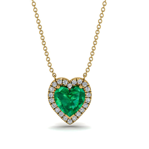 4.7Ct Emerald Halo Heart Necklace - Jaylene No. 4