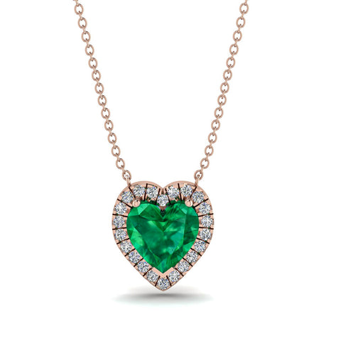 4.7Ct Emerald Halo Heart Necklace - Jaylene No. 5