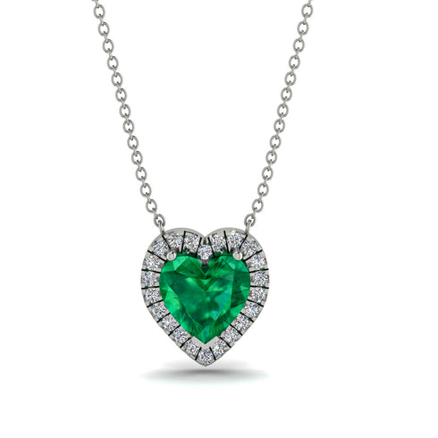 4.7Ct Emerald Halo Heart Necklace - Jaylene No. 6