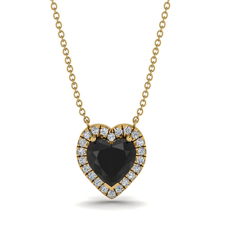 4.7Ct Black Diamond Halo Heart Necklace - Jaylene No. 7