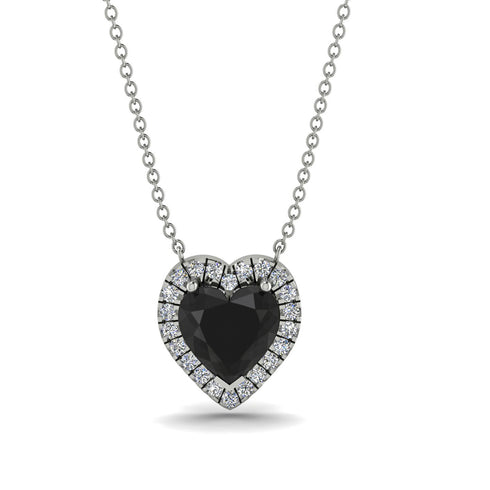 4.7Ct Black Diamond Halo Heart Necklace - Jaylene No. 9