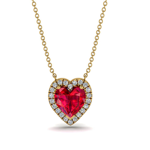 4.7Ct Ruby Halo Heart Necklace - Jaylene No. 10